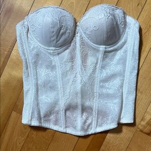 Strapless Lace Longline Bustier in Off White